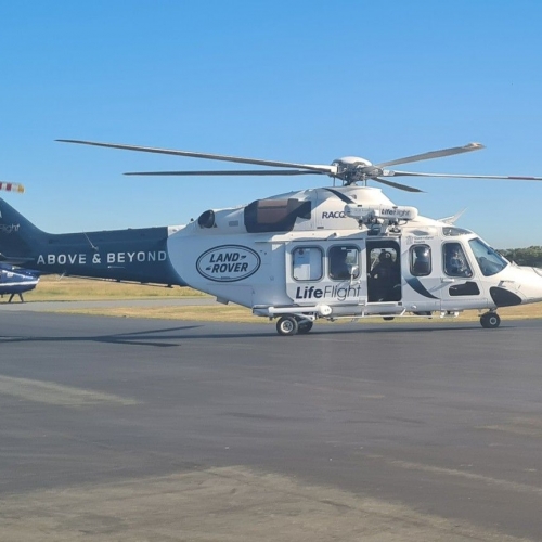 LifeFlight water winch training at Redcliffe Aerodrome (YRED)